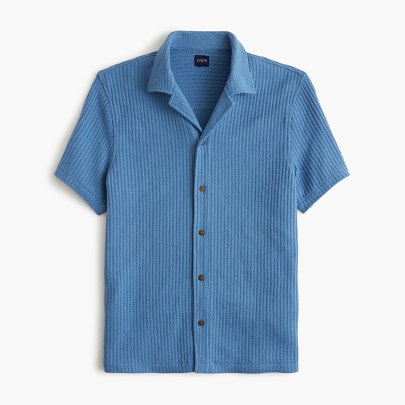 New JCREW Size XL Short-Sleeve Textured Camp Shirt in Blue $98 CJ136 - Picture 1 of 4